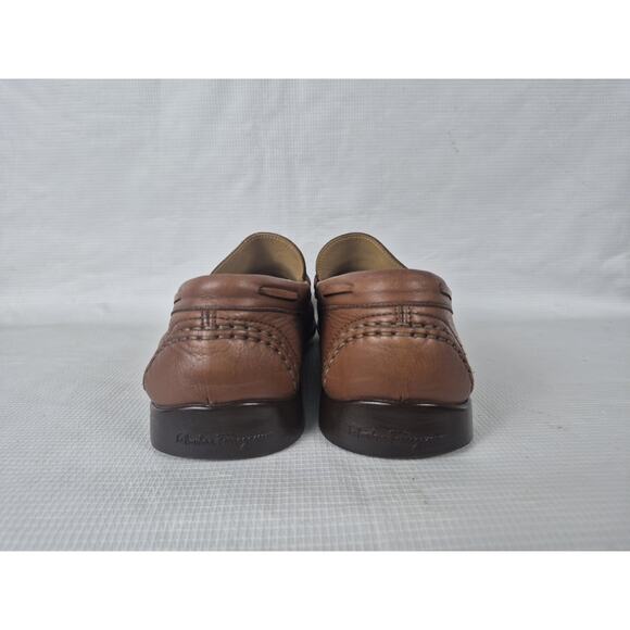 Salvatore Ferragamo Men’s Leather Loafers Brown Horsebit Size 8.5 Made Italy main image 8